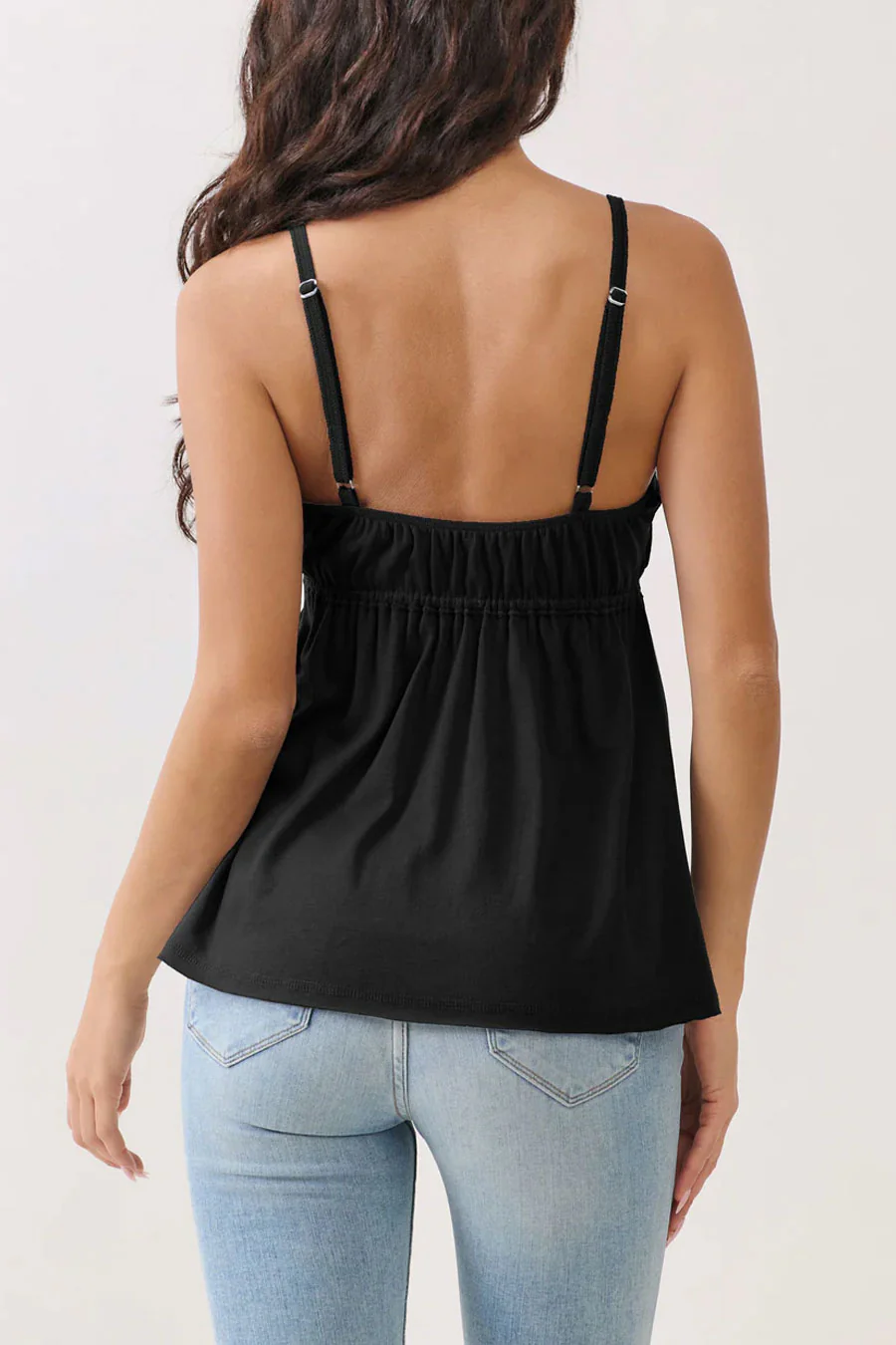 2000s Basic V-Neck Babydoll Cami Top with Overlock Stitch Detail - Image 7
