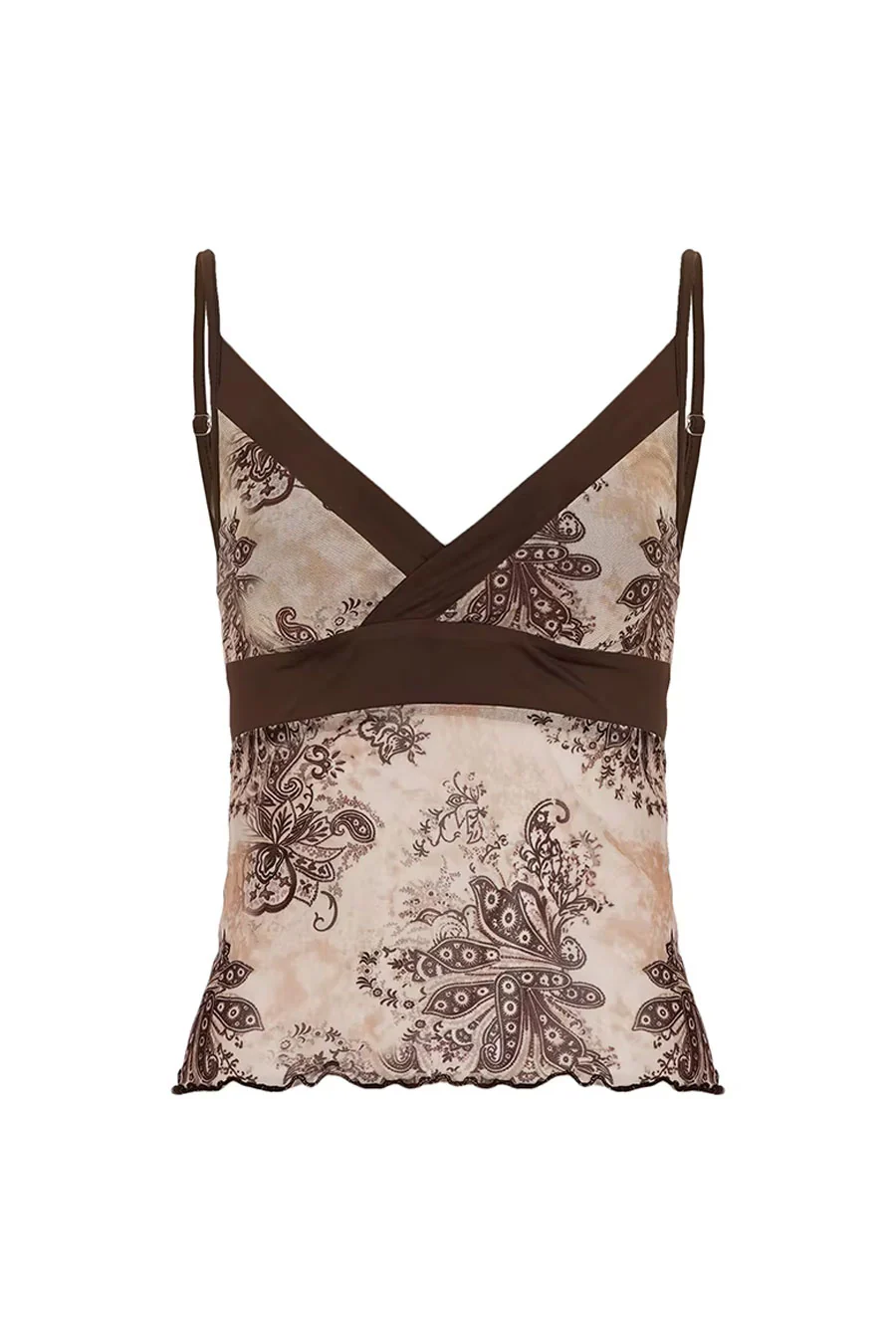 2000s Boho Babe Paisley Print Mesh Tank Cami Top - Image 6