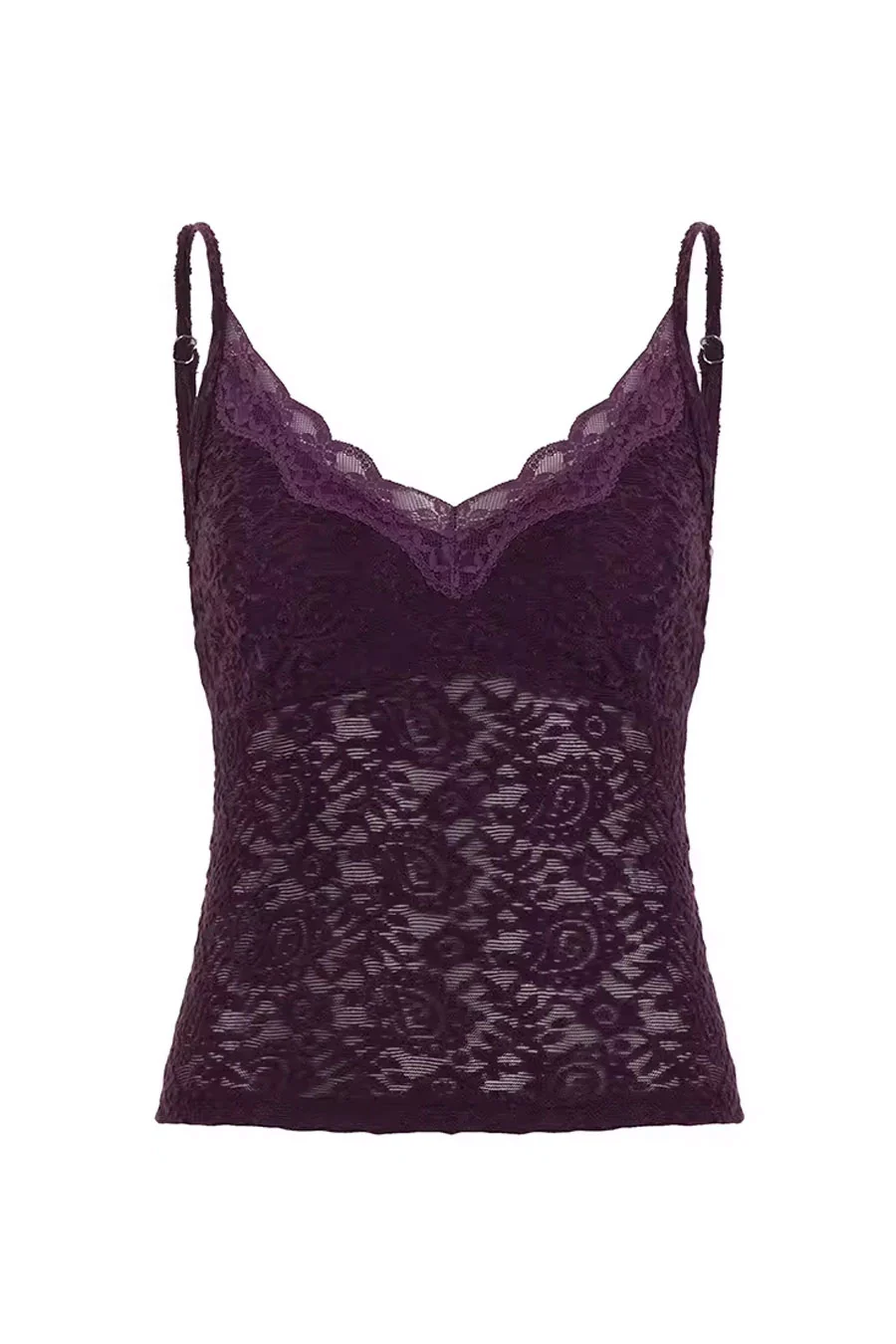 2000s Vintage Floral Flocking Lace Cami Top - Image 5