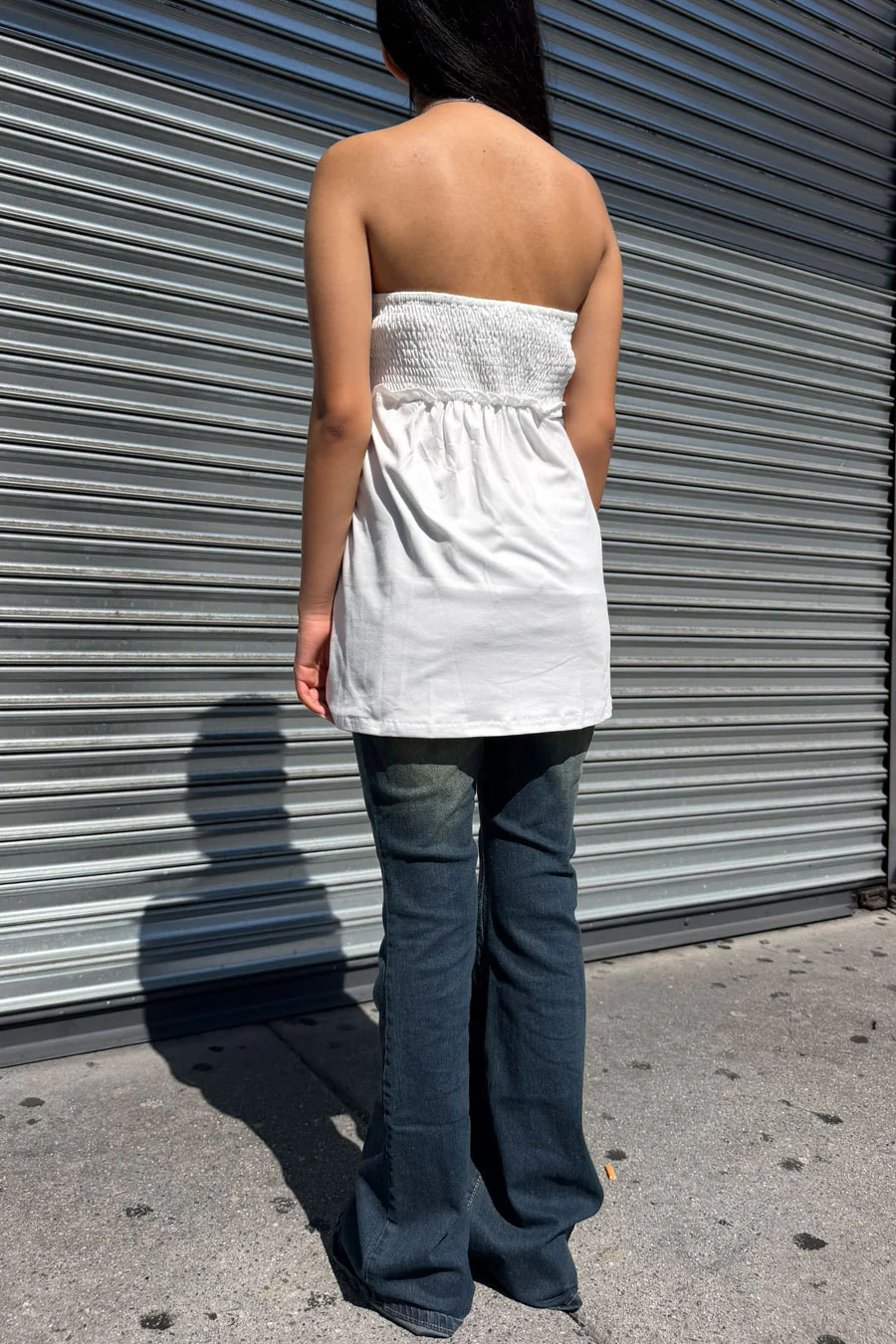 2000s Vintage Floral Print Smocked Tube Longline Top - Image 5