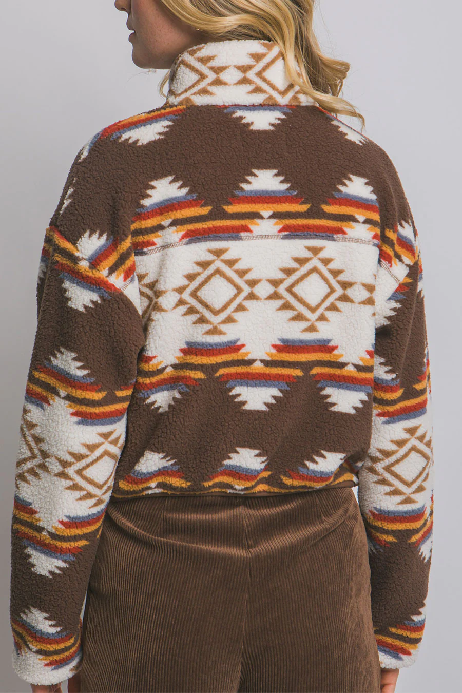 Aztec Printed Sherpa Full Zip Jacket - Image 7