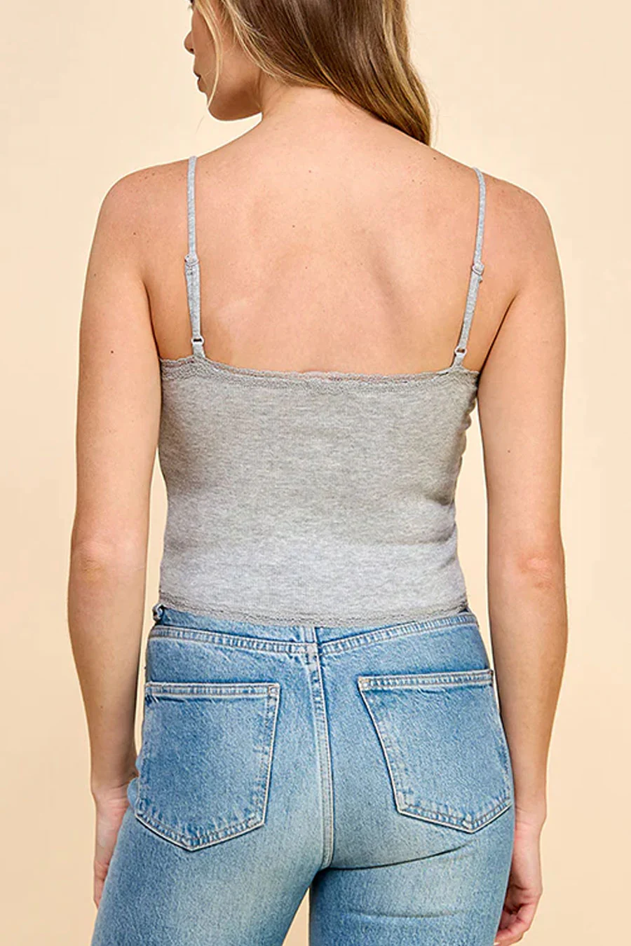 Basic Cotton Blend 2000s Lace Detail Ribbed Cami Top - Image 10