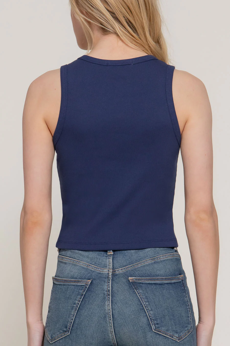 Basic Cotton Span Rib Knit Tank Top - Image 14