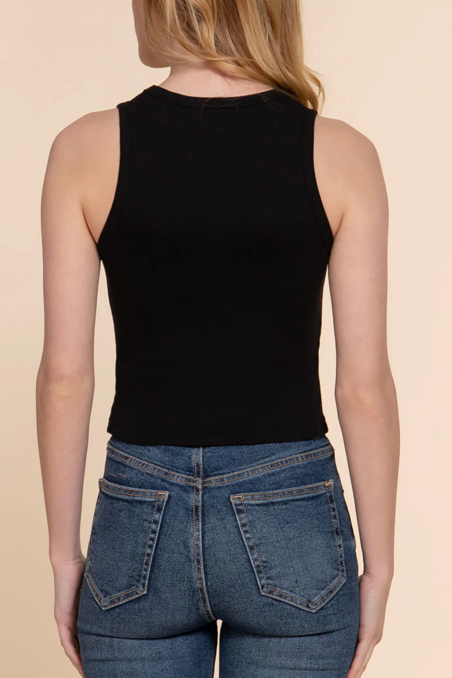 Basic Cotton Span Rib Knit Tank Top - Image 6
