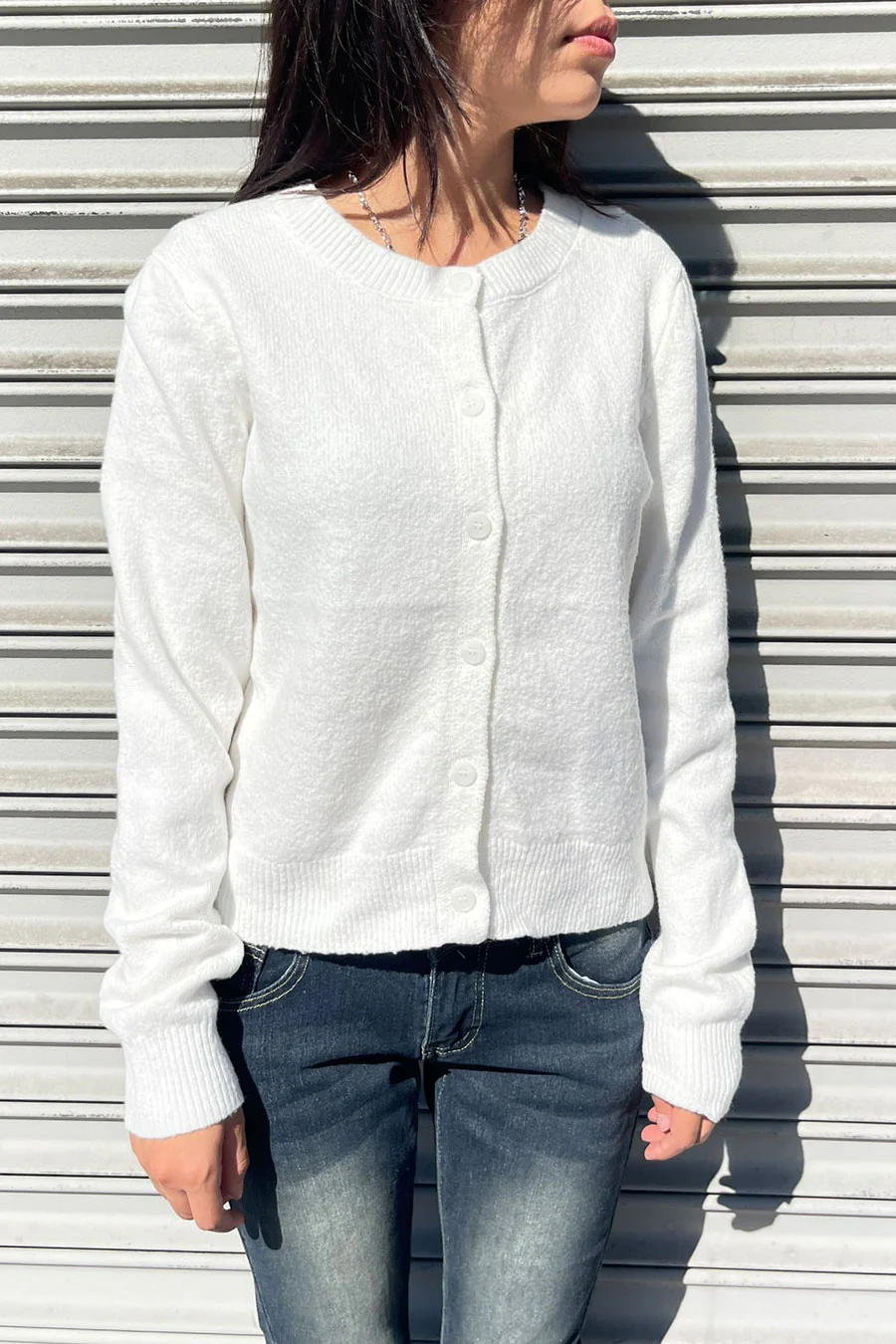 Basic Crew Neck Button-Up Sweater Cardigan - Image 7