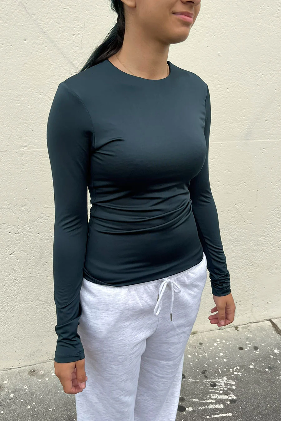 Basic Long Sleeve Double Layer ITY Knit Top - Image 2