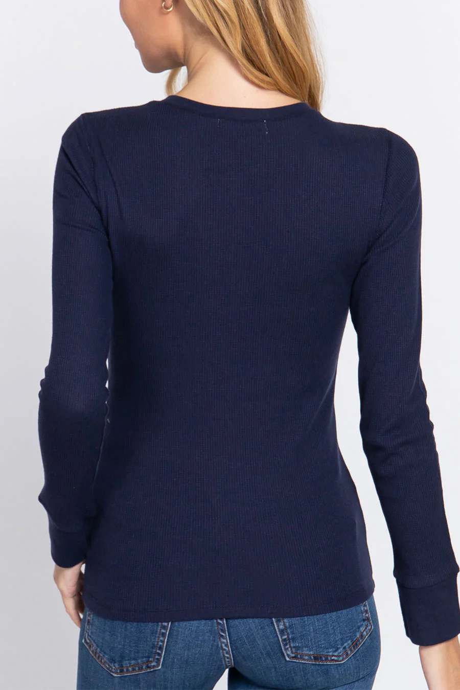 Basic Long Sleeve Henley Thermal Top - Image 10