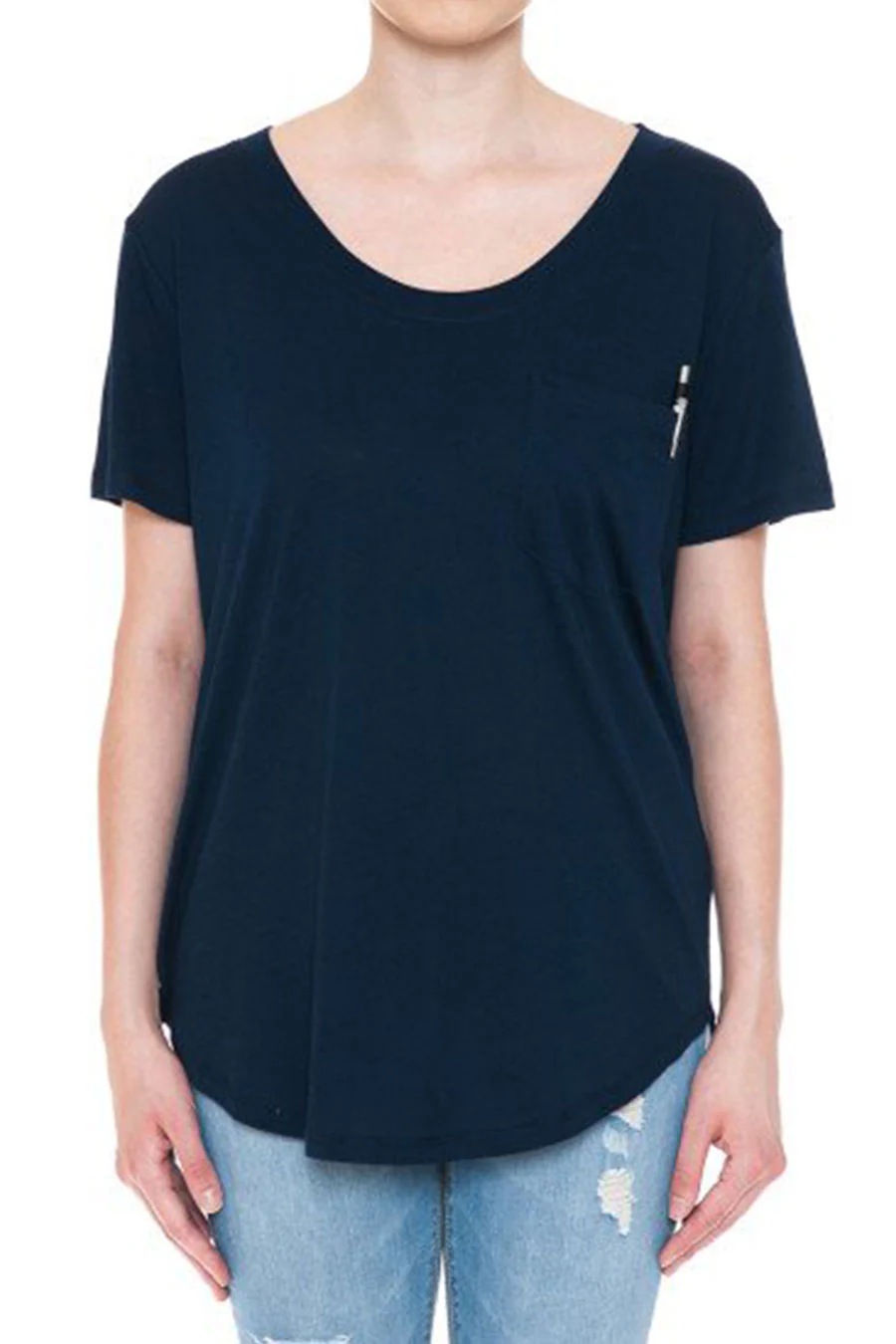 Basic Oversized Round Neck Short Sleeve T-Shirt with Front Pocket - Image 6