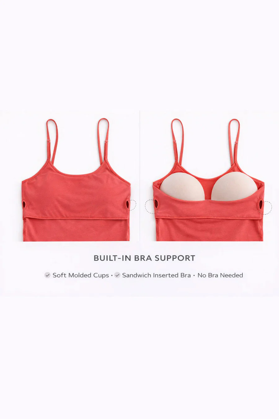 Basic Scoop Neck Built-In Bra Cami Top - Image 2
