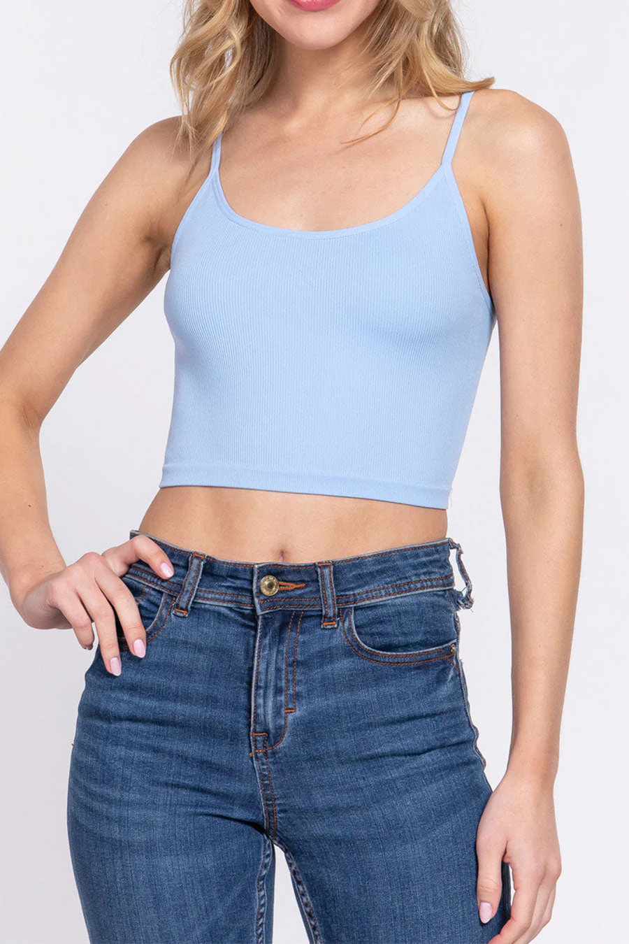 Basic Seamless Crop Rib Cami Top - Image 8