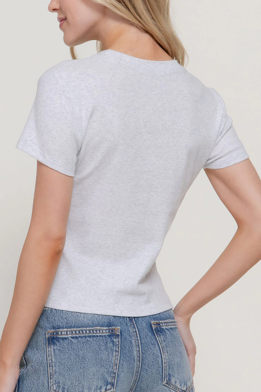 Basic Short Sleeve Crew Neck Rib Tee - Image 8