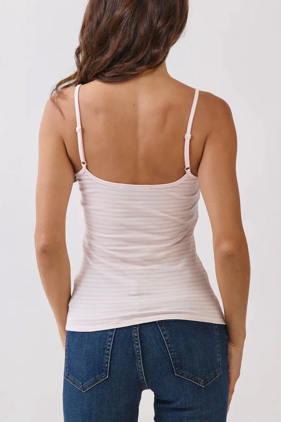 Basic Striped Double Lined Removable Built-In Bra Cami Top - Image 5
