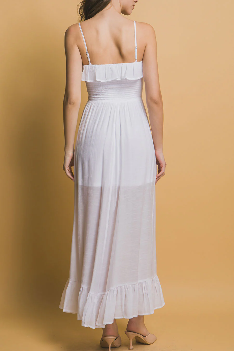 Bohemian Ruff Smocked Cami Maxi Dress - Image 4