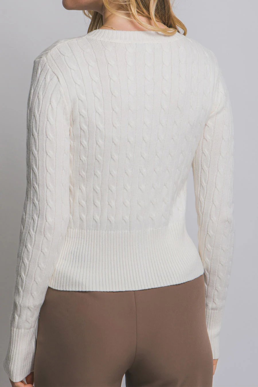 Downtown Girl Cable Knit Button-Front Cardigan Sweater - Image 11
