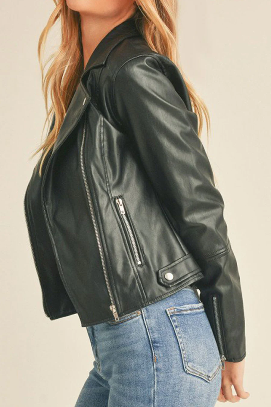 Faux Leather Biker Jacket - Image 12