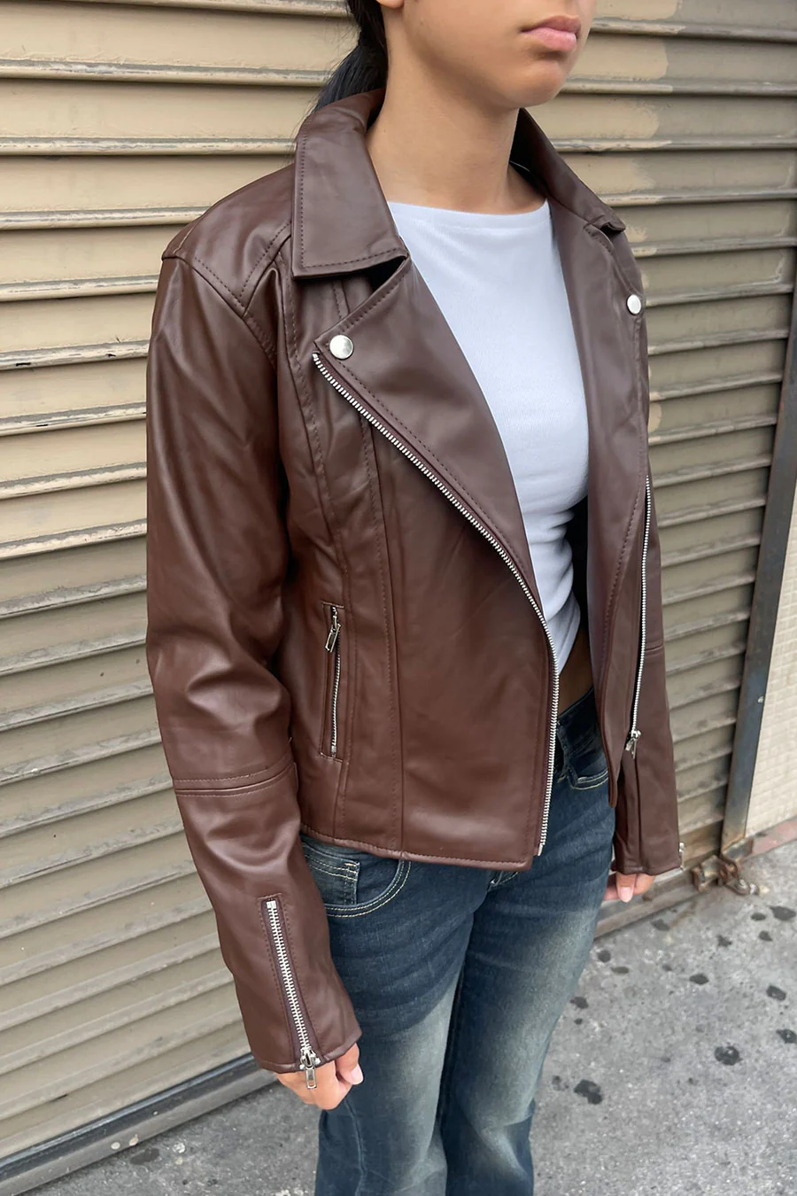 Faux Leather Biker Jacket - Image 2