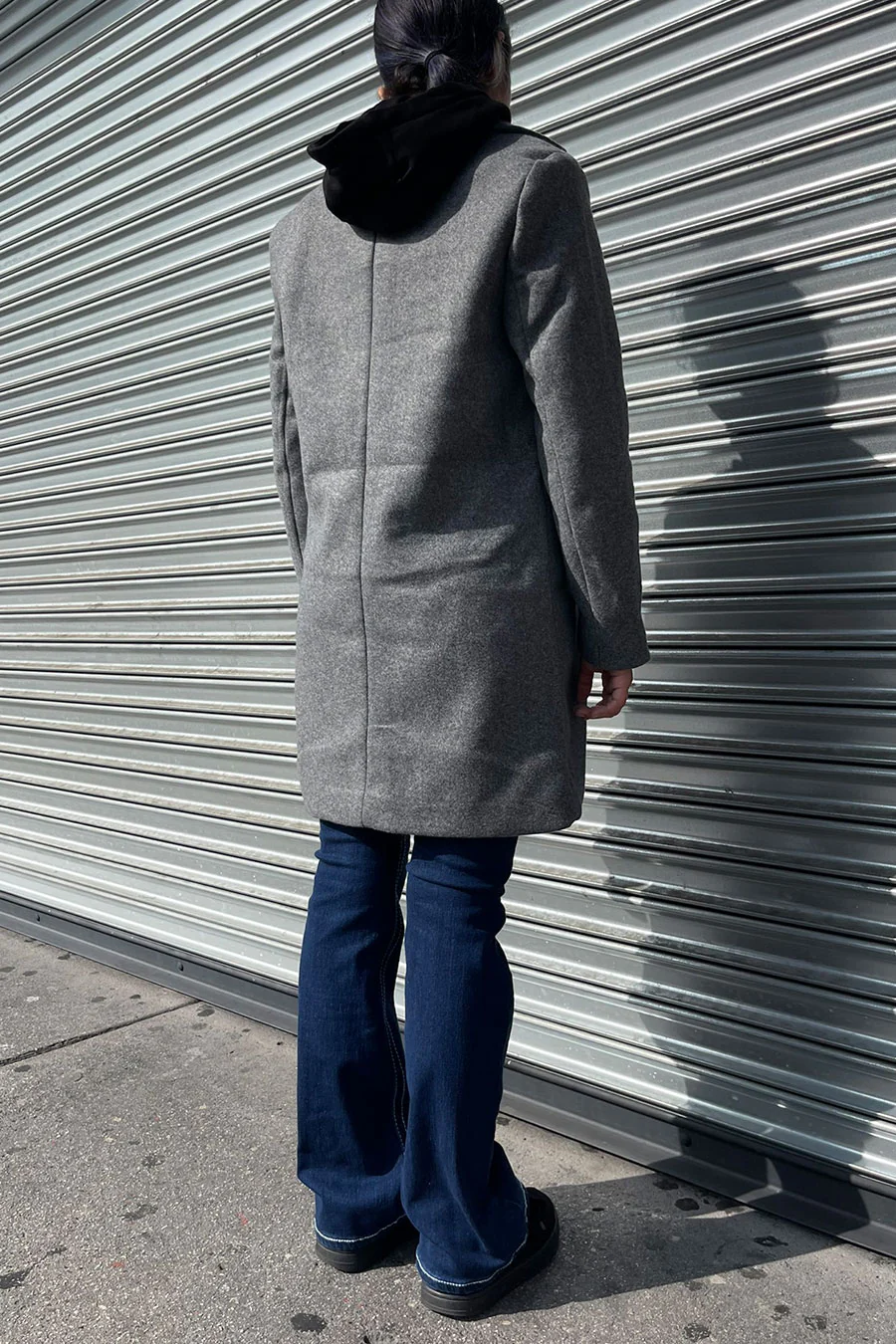 Full-Zip Fleece Hooded Contrast Combination Coat with Button Closure - Image 4