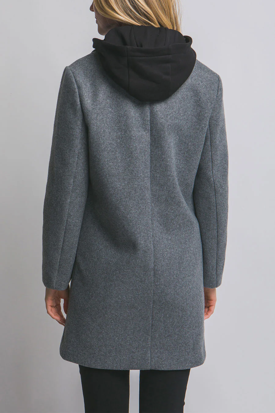Full-Zip Fleece Hooded Contrast Combination Coat with Button Closure - Image 7
