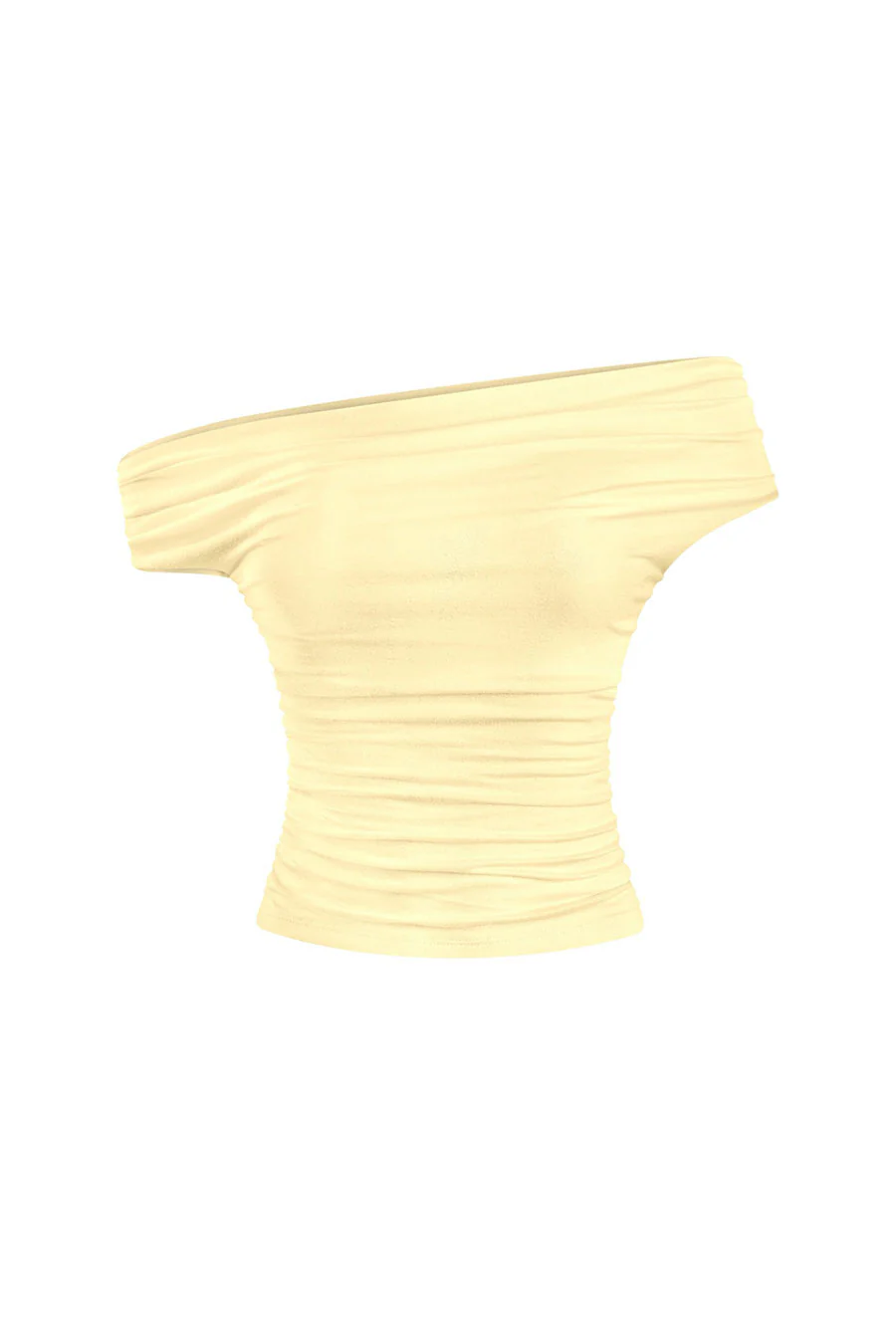 Tresserâ„¢ Asymmetrical Off Shoulder Ruched Crop Top (Double-Layer) - Image 11