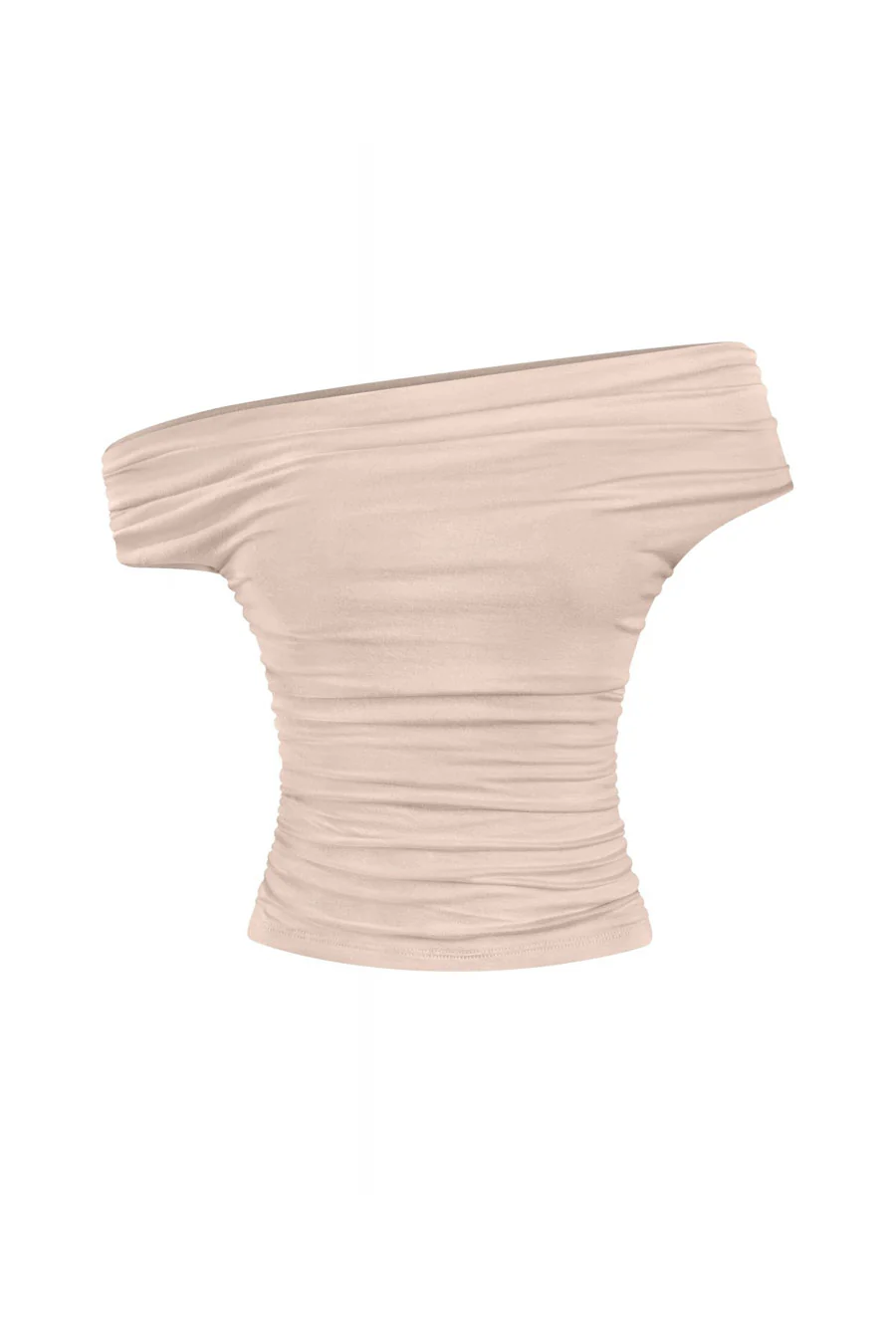 Tresserâ„¢ Asymmetrical Off Shoulder Ruched Crop Top (Double-Layer) - Image 13