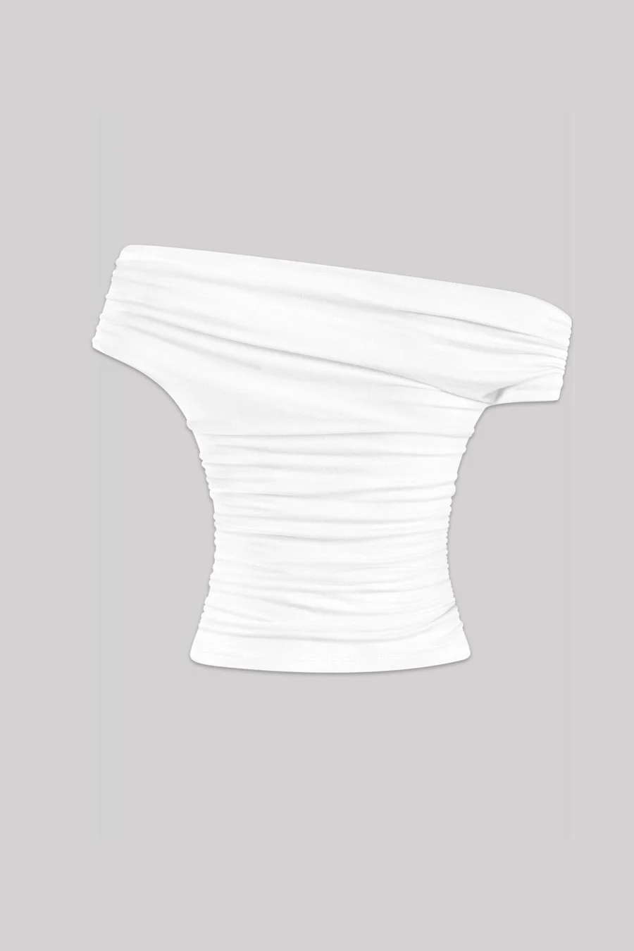 Tresserâ„¢ Asymmetrical Off Shoulder Ruched Crop Top (Double-Layer) - Image 16