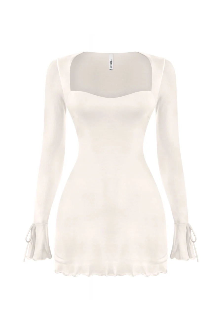 Tresserâ„¢ Long Sleeve Square Neck Bow-Tie Bell Sleeve Ruffled Mini Dress