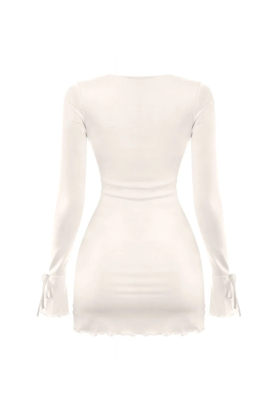 Tresserâ„¢ Long Sleeve Square Neck Bow-Tie Bell Sleeve Ruffled Mini Dress - Image 2