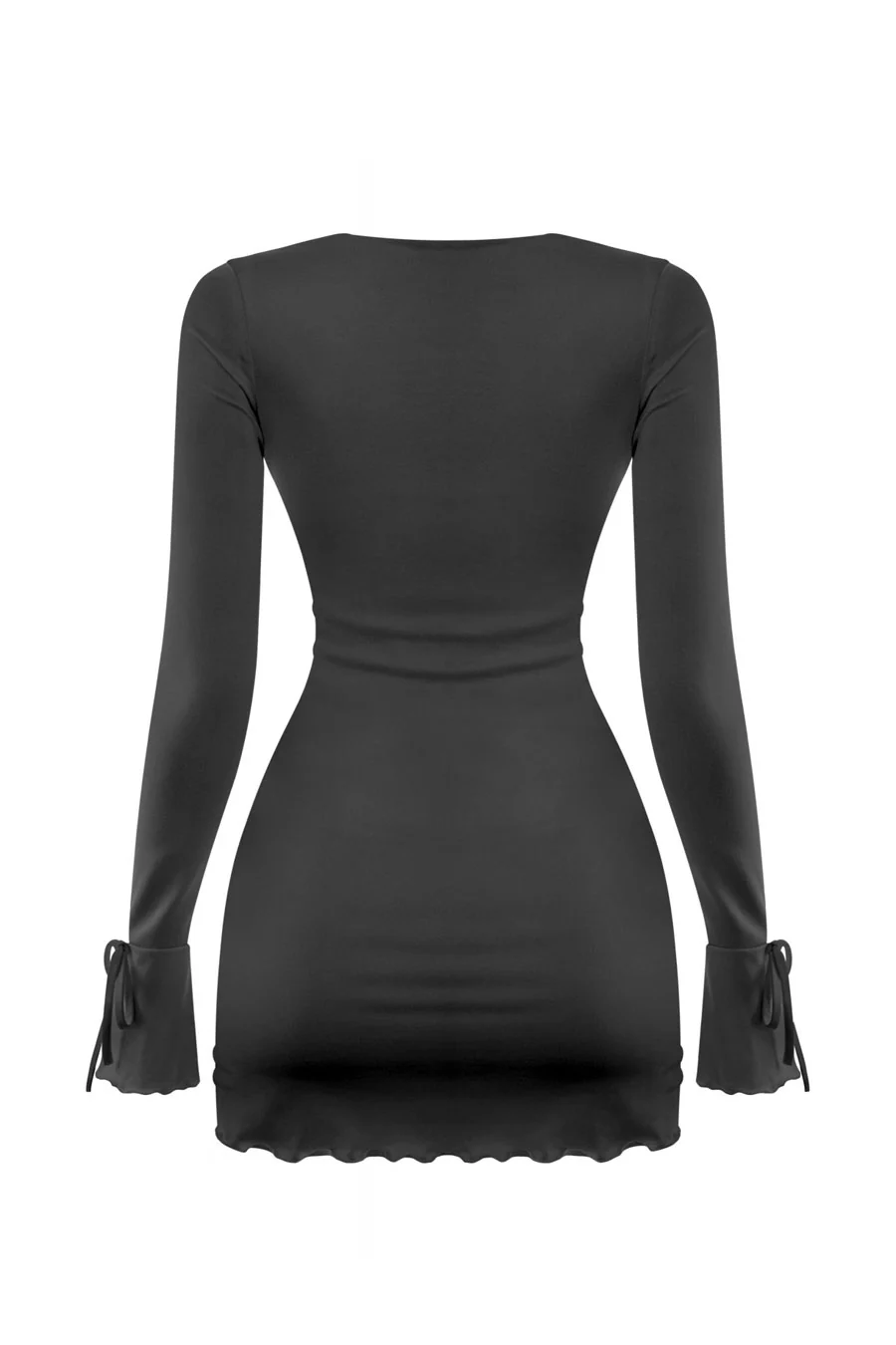 Tresserâ„¢ Long Sleeve Square Neck Bow-Tie Bell Sleeve Ruffled Mini Dress - Image 7
