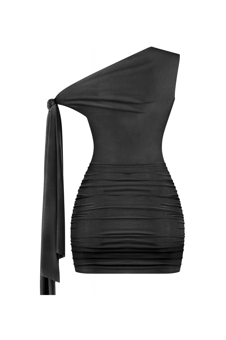 Tresserâ„¢ Off Shoulder Ruched Side Sash Tie Mini Bodycon Dress - Image 4