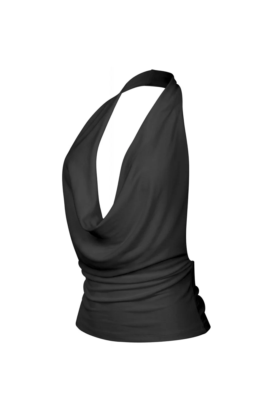 Tresser™ Plunging Halter Cowl Neck Open Back Top - Image 3