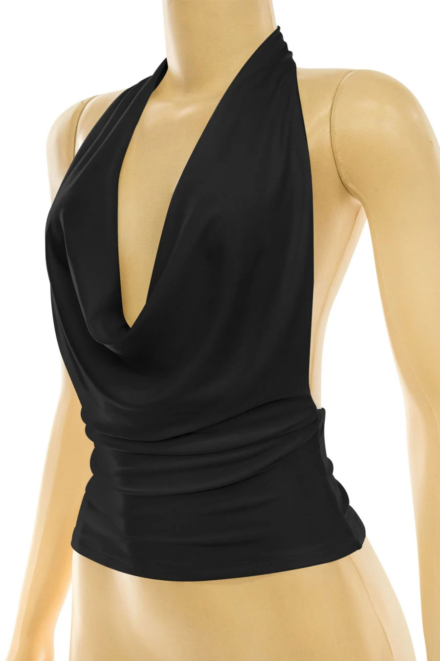 Tresser™ Plunging Halter Cowl Neck Open Back Top - Image 4