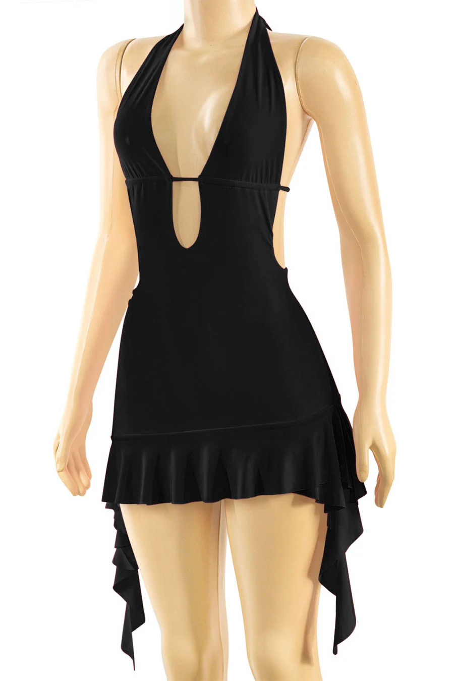 Tresserâ„¢ Sleeveless Deep V-Neck Halter Ruffled Mini Dress - Image 2