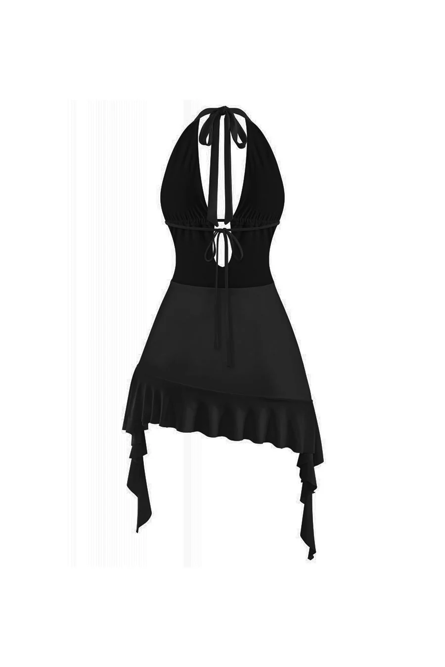 Tresserâ„¢ Sleeveless Deep V-Neck Halter Ruffled Mini Dress - Image 4