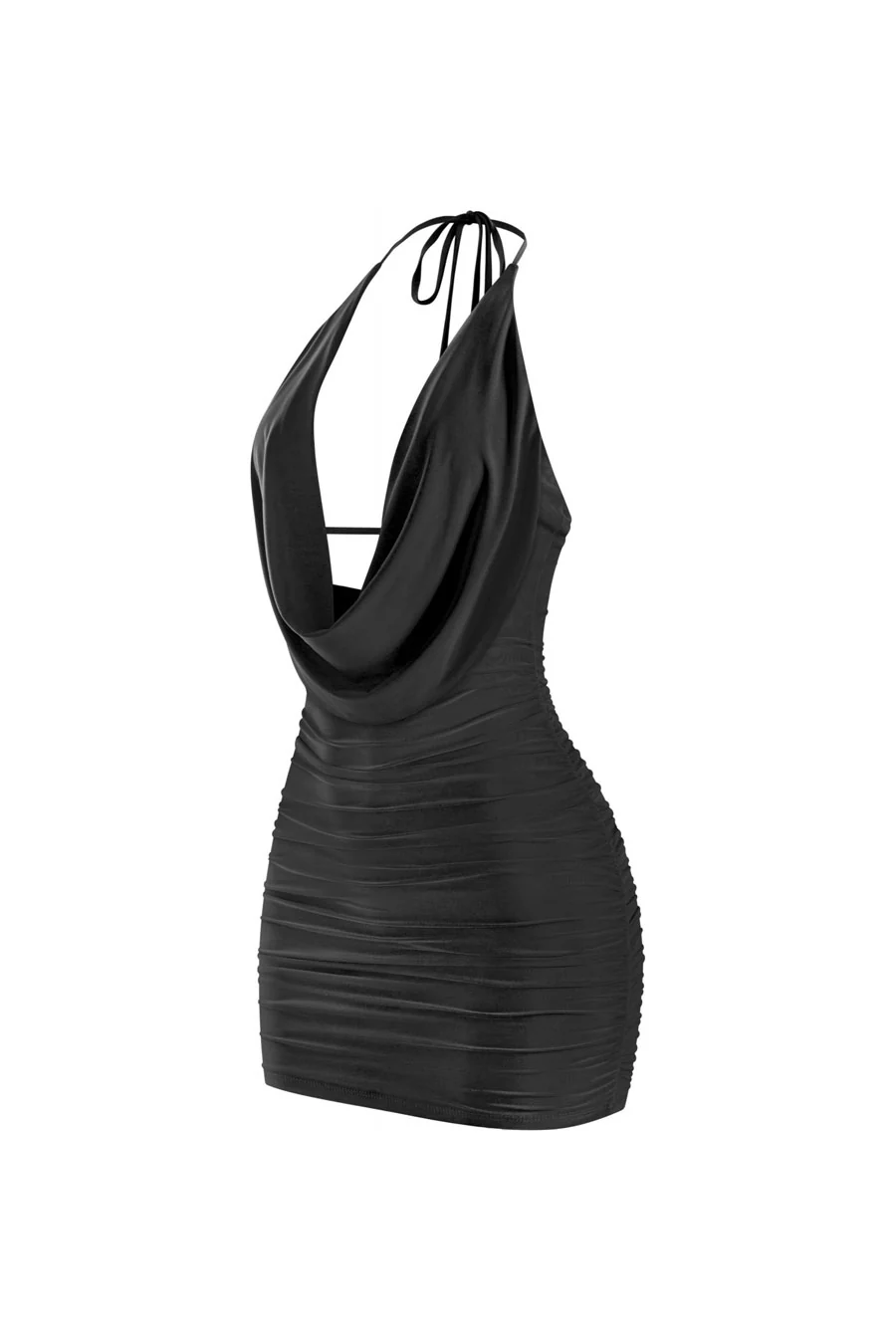 Tresserâ„¢ Low Plunging Cowl Halter Neck Ruched Mini Dress - Image 2