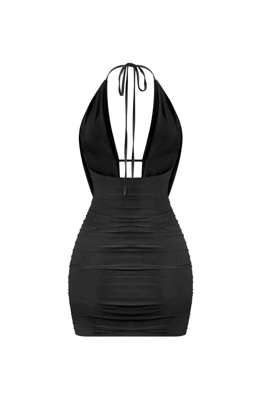 Tresserâ„¢ Low Plunging Cowl Halter Neck Ruched Mini Dress - Image 3