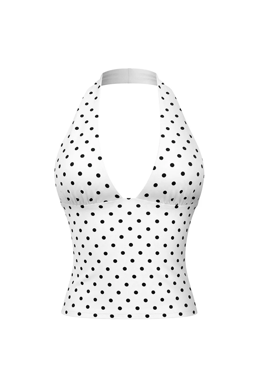 Tresserâ„¢ Sleeveless Halter Polka Dot Crop Top