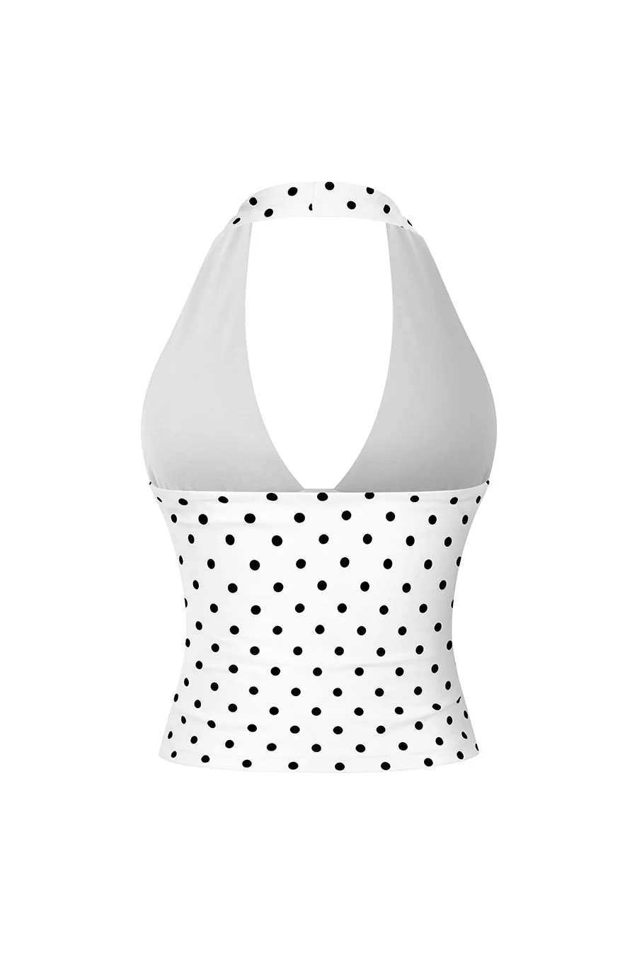 Tresserâ„¢ Sleeveless Halter Polka Dot Crop Top - Image 2