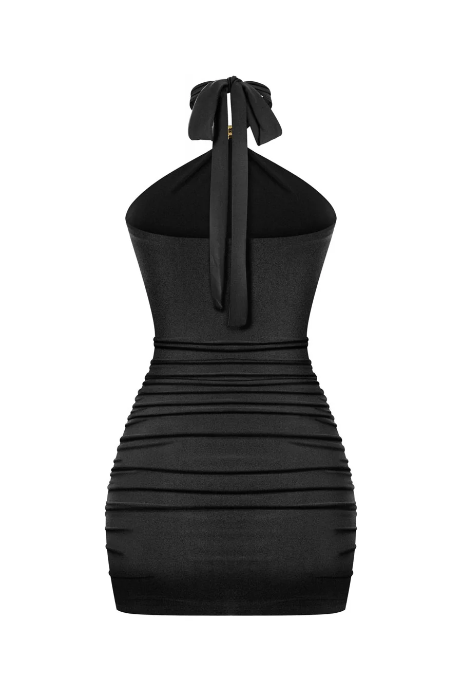 Tresserâ„¢ Sleveless Metal Buckle Halter Neck Ruched Mini Bodycon Dress - Image 3