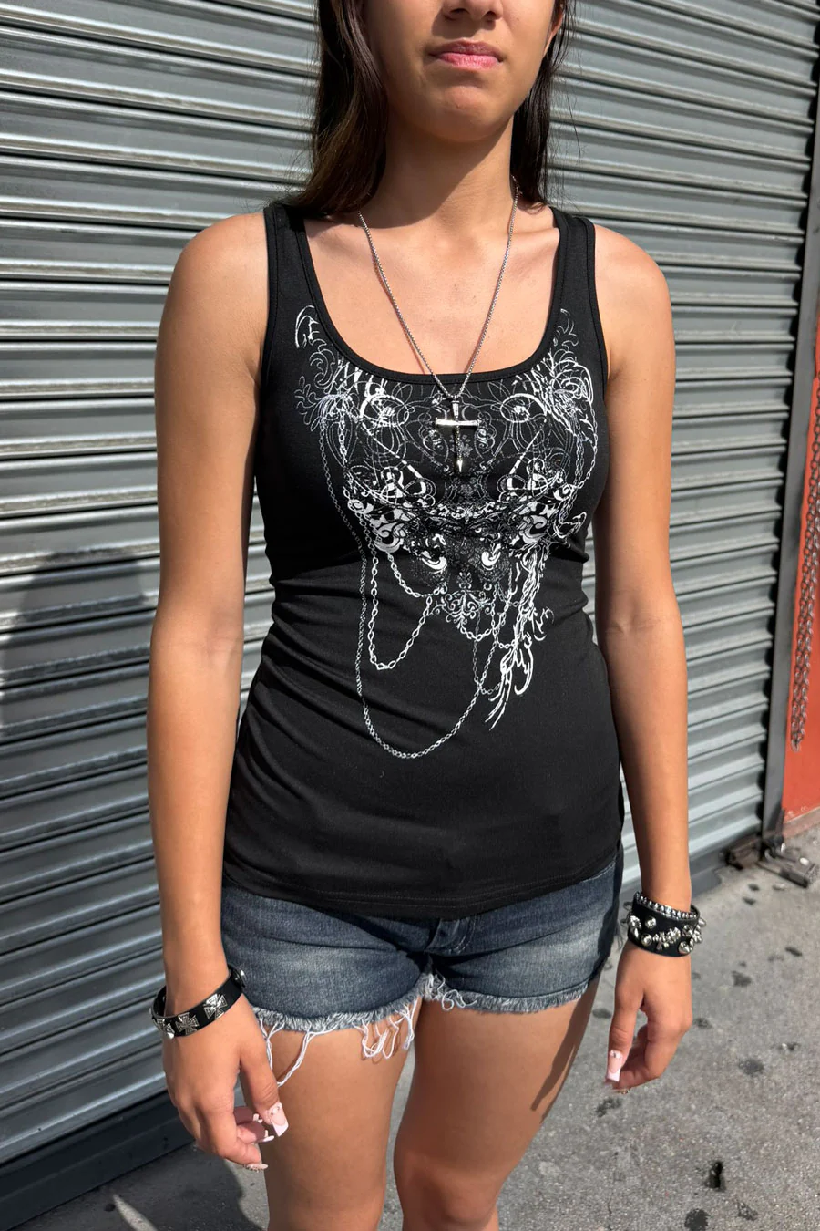 Y2K Gothic Grunge Chain Print Sleeveless Tank Top
